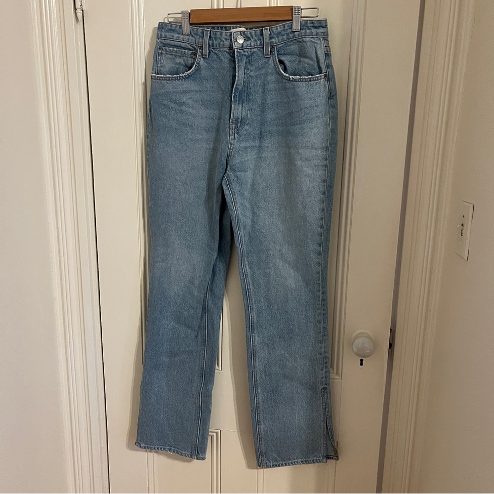 GRLFRND Like New Harlow High Rise Boot Slit Jeans in Light Wash 29